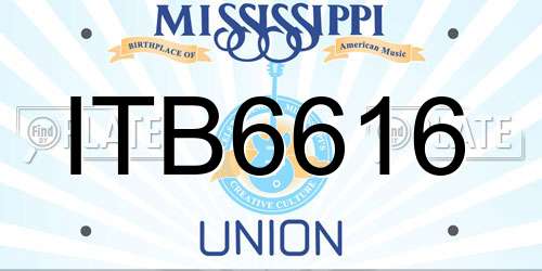 ITB6616 Mississippi License Plate