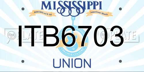 ITB6703 Mississippi License Plate