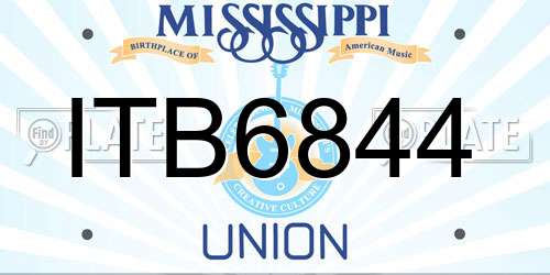ITB6844 Mississippi License Plate