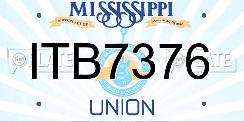 ITB7376 Mississippi License Plate