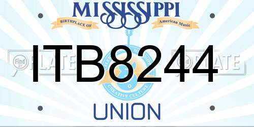 ITB8244 Mississippi License Plate