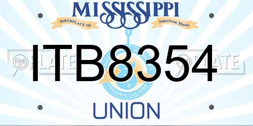 ITB8354 Mississippi License Plate