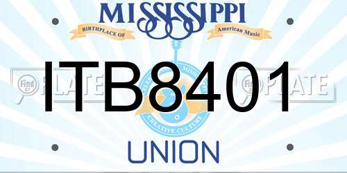 ITB8401 Mississippi License Plate