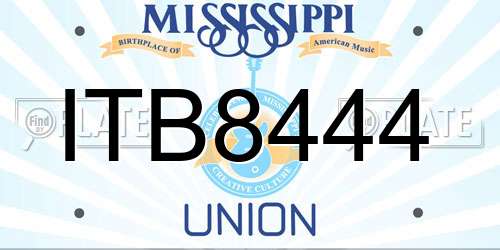 ITB8444 Mississippi License Plate