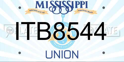 ITB8544 Mississippi License Plate