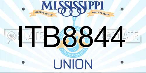 ITB8844 Mississippi License Plate