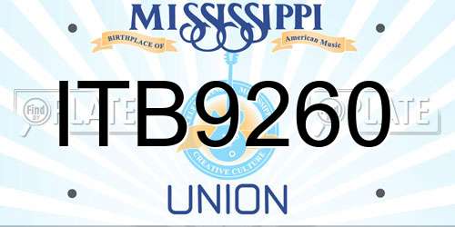 ITB9260 Mississippi License Plate