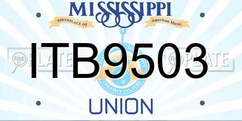 ITB9503 Mississippi License Plate