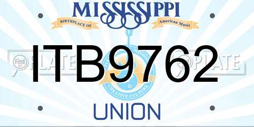 ITB9762 Mississippi License Plate
