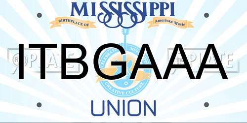ITBGAAA Mississippi License Plate