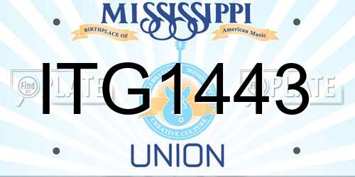 ITG1443 Mississippi License Plate
