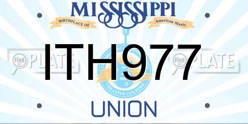 ITH977 Mississippi License Plate