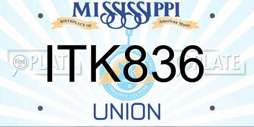 ITK836 Mississippi License Plate