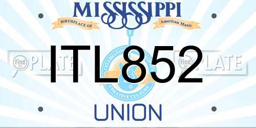 ITL852 Mississippi License Plate