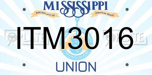 ITM3016 Mississippi License Plate