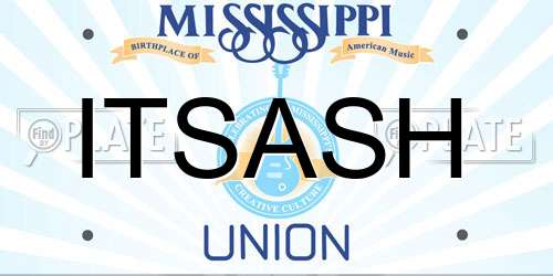 ITSASH Mississippi License Plate