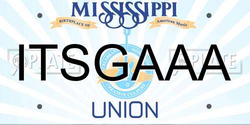 ITSGAAA Mississippi License Plate