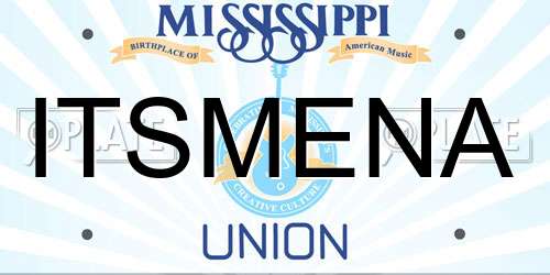 ITSMENA Mississippi License Plate