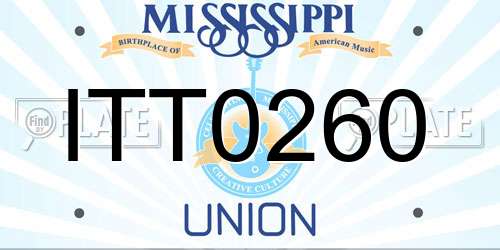ITT0260 Mississippi License Plate
