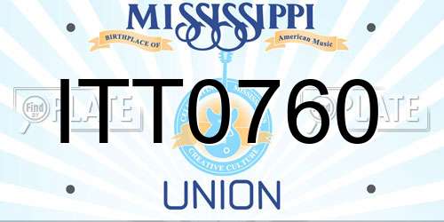 ITT0760 Mississippi License Plate