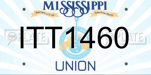 ITT1460 Mississippi License Plate