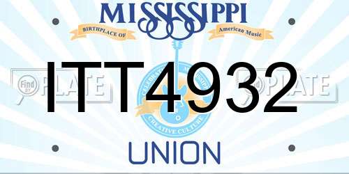 ITT4932 Mississippi License Plate