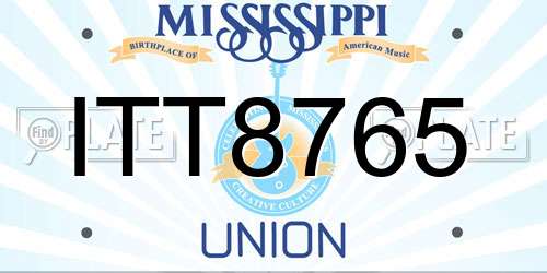 ITT8765 Mississippi License Plate
