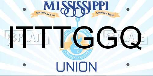 ITTTGGQ Mississippi License Plate