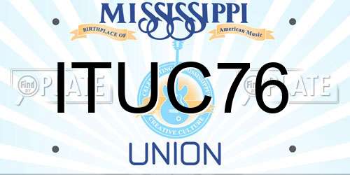 ITUC76 Mississippi License Plate