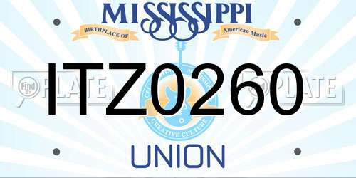 ITZ0260 Mississippi License Plate
