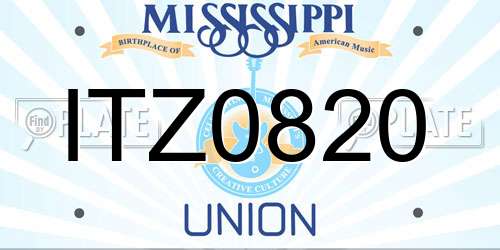 ITZ0820 Mississippi License Plate