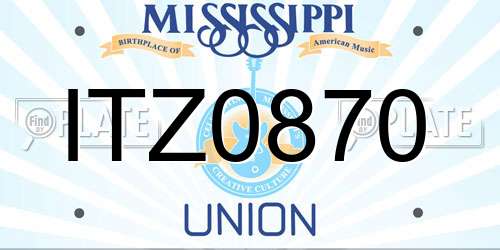 ITZ0870 Mississippi License Plate