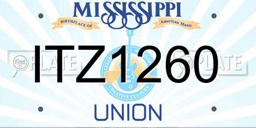 ITZ1260 Mississippi License Plate