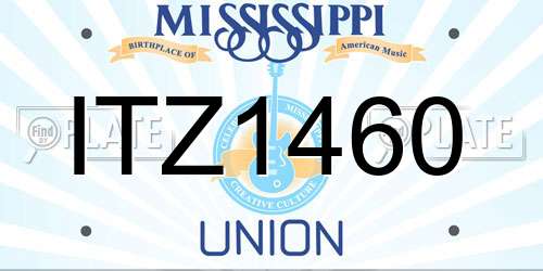 ITZ1460 Mississippi License Plate