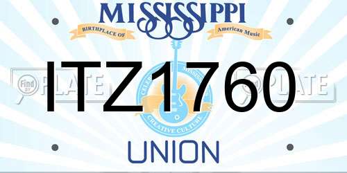 ITZ1760 Mississippi License Plate
