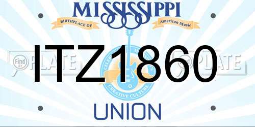 ITZ1860 Mississippi License Plate