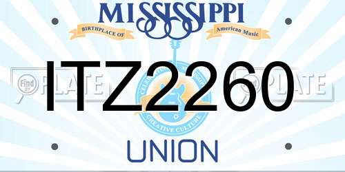 ITZ2260 Mississippi License Plate