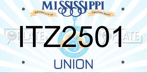ITZ2501 Mississippi License Plate