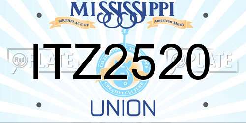 ITZ2520 Mississippi License Plate