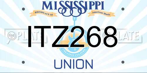 ITZ268 Mississippi License Plate
