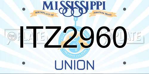 ITZ2960 Mississippi License Plate