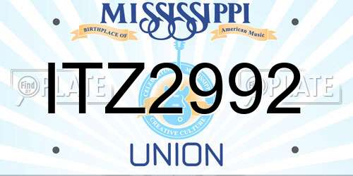 ITZ2992 Mississippi License Plate