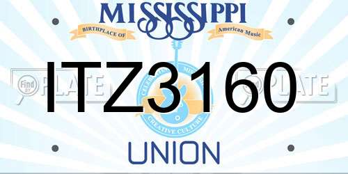 ITZ3160 Mississippi License Plate