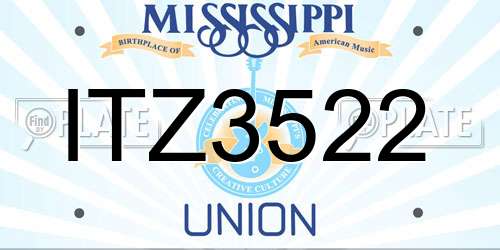 ITZ3522 Mississippi License Plate