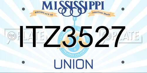 ITZ3527 Mississippi License Plate