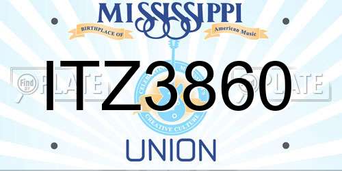 ITZ3860 Mississippi License Plate