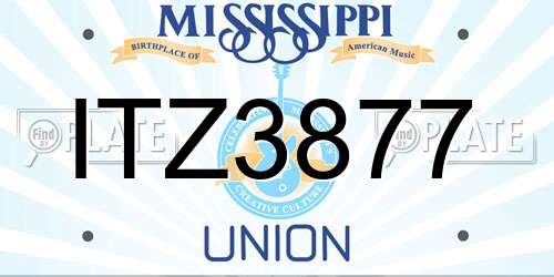 ITZ3877 Mississippi License Plate