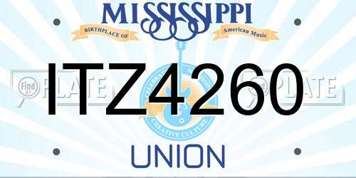 ITZ4260 Mississippi License Plate