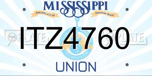 ITZ4760 Mississippi License Plate