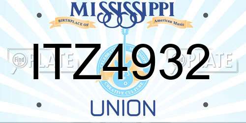 ITZ4932 Mississippi License Plate
